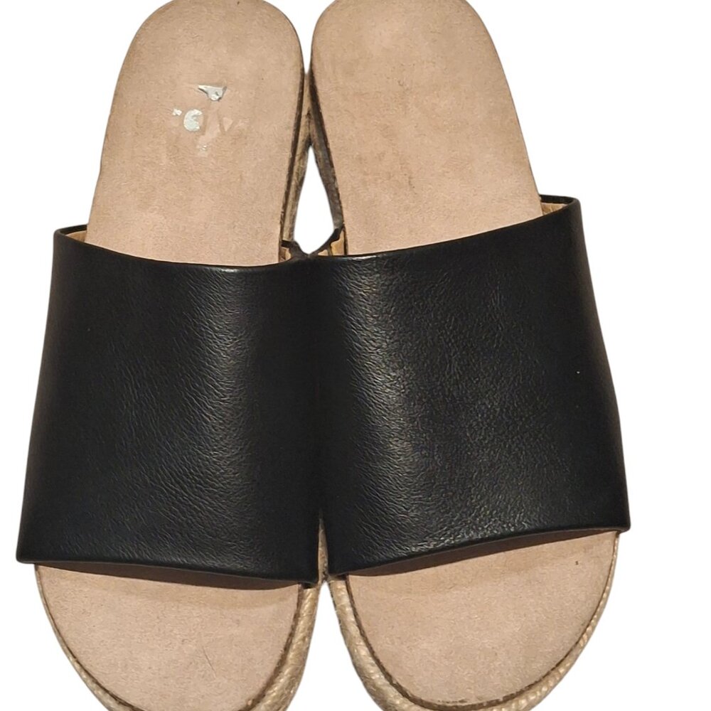 DV Dolce Vita Ismerelda BLACK Platform Cork Espadrille Slide Sandals (Women 6.5)